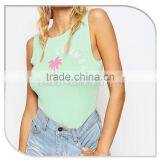 Summer Style Pale Green Women Body Suit With Cute Print thumbnail-2