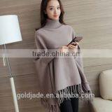 2016 Korea Knitwear Sweater New Design Poncho Cloak Sweater With Tassels thumbnail-4