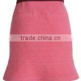 High Fashion Pink Color Waistbelt Back Pockets Flare Formal Skirts thumbnail-5