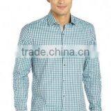 Hot Men's Green Check Cotton Shirt MSRT0078 thumbnail-1