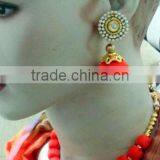 Stylish Necklace Set Wholesale,Silk Thread Necklace and Earring Handcrafted Set India thumbnail-3