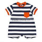 Factory Wholesale Infant Boys Stripe Rompers With Pocket Bodysuit for Children thumbnail-1