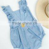 Wholesale Baby Clothes Kids Romper Boutique Light Blue Cotton Baby Romper thumbnail-2