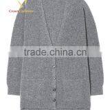 Korean Fashion Women Grey Deep V Neck Cashmere Cardigan thumbnail-4