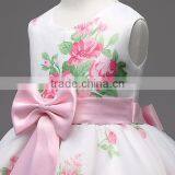 Round Collar and With Flower Design Dress, Bow Tie Dress,pure Cotton Girls Princess Dresses thumbnail-3