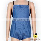 Summer New Design Unisex Jeans Plain Halter Blank Bodysuit Soft Jumpsuit Baby Infant Magic Toddler Bulk Hood Romper thumbnail-2