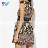 YIHAO Apparel Casual Sleevless Round Neck Dress Fashion Women A Line Printed Mini Skater Dress thumbnail-3