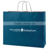 USA Made Solid Tinted Kraft Shopping Bag - made of natural kraft paper, dimensions are 16" x 6" x 13" and comes with your logo.