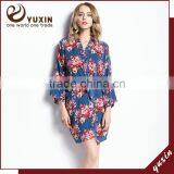 Cotton Bathrobe Satin Short Keen Length Floral Bridesmaid Robe FR0042 thumbnail-3