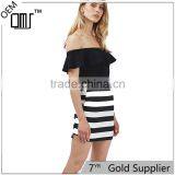 2017 OEM Spring Black and White Stripe High Weist Cotton Skirts thumbnail-1