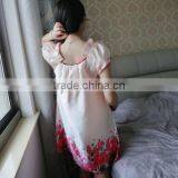 Breathable Printed Floral Apricot 62402 Imitation Silk Sleep Shirt Pajamas Women thumbnail-3