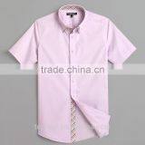 Italian Short Sleeve Pink Color 100% Cotton Men Double Collar Dress Shirt thumbnail-2