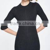 2017 Womens Beautiful Fashion Half Sleeve Long Fitted Knitted Sweater Dress With High Quality thumbnail-2