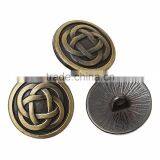Custom Round Antique Bronze Chinese Knot Pattern Carved Sewing Metal Buttons thumbnail-1