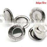 5PCs Antique Silver Round Photo Frame Locket Rings 17.5mm US 7, Fit 24mm Dia. Ring Setting thumbnail-3