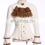 Steampunk RQBL Women's High Collar Longsleeve Blouse With Jabot thumbnail-1