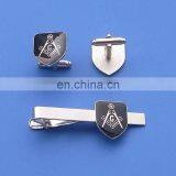 custom metal silver masonic symbol luxury black cuff links and tie clips sets USA wholesale