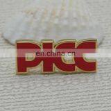 Plate Gold Metal Hard Enamel Company Name Badge, PICC Letter Lapel Pin thumbnail-4