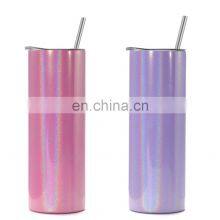 20oz Ready to Ship Glitter Stainless Steel Double Walled Reusable Skinny Customized Sublimation Tumbler thumbnail-3