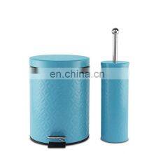 Hot Saling Embossing Design Color Round 3L/5L/12L Trash Can Toilet Brush Holder Washroom Accessories