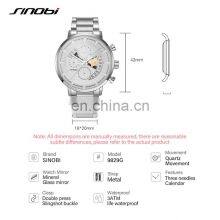 SINOBI S9829G Man Watch Waterproof Stainless Steel Montre Males Quartz Watches High Quality Pilot Men's Chronograph Watch thumbnail-5