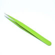 Small Tweezers for Hand Account Guka Cute Manual Diy Sticker Point Elbow Hand Account Clip Tool Sewing Grafting False Eyelashes Green Straight Head thumbnail-4