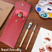 Travel Watercolor Brushes Bag PU Leather Waterproof Painting Kit Portable Watercolor Gouache Paint Brush Storage Bag for Artists thumbnail-3