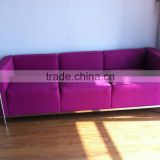 Replica top quality fashion French designer sofa purple color leather le Corbusier LC3 three seater sofa for office