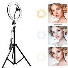 12 Inch LED Ring Light With Tripod Stand & Phone Holder 3 Color Model Brightness Change for Makeup Live Stream Photography thumbnail-5