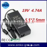 Power adapter 100-240v 50/60hz power supply ac adapter for Liteon 19v 4.74a 5.5*2.5mm
