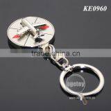 Rotate Mini Alloy Airplane Revolve Dial Playing Cards Symbol Round Shaped Metal Souvenir Aviator Keychain thumbnail-5