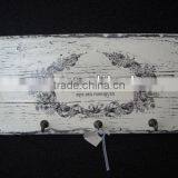 Shabby and Chic White Wooden Wall Tie Hanger With Metal Hooks
