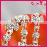 Clear Blingbling Crystal Stone Flower Shape With Bow Knot Rhinestone Chain Trim WRC-197 thumbnail-1