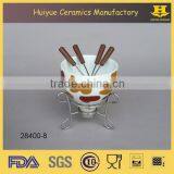 Ceramic Chocolate Fondue Set, White Fondue thumbnail-3