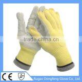 Hot Sale Anti Cut Seamless Knitted Aramid Cow Leather Coated Heat Resistant Work Gloves thumbnail-1