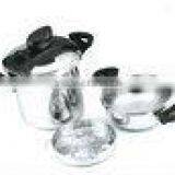 New Model 18/8 Stainless Steel Sandwich Bottom Cookware, Suitable to Gas Stove & Induction Cooker DSC 22cm 3L+7L