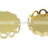 Brass Cabochon Settings, Flat Round, Unplated, about 12mm in diameter(KK-C1764-4-ZC)