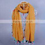 TOP Popular Plain Pure Color Women Scarf Voile Cotton Scarves 180*90 Pashmina thumbnail-1