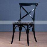 Oak Wood French Style Antique Stacking Cross Back Wedding Dining Chair thumbnail-6