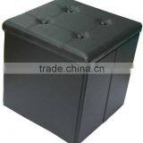 Stronger!! Black Foldable Storage Ottoman With Buttons thumbnail-1