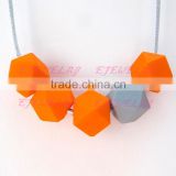 orange&gray hexaagon silicone beads neckladce Top quality baby teething necklace wholesale2016 Most Popular TN041