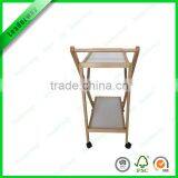 Modern Design Space Saving Foldable Wooden Service Trolley for Food thumbnail-3