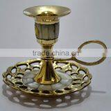 Hand Made Brass Candle Holders With Mop 6032 thumbnail-4