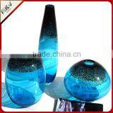 Mouth Blowing Sea Blue Color A Set Of Art Mediterranean Style Glass Vase For Centerpieces Wedding thumbnail-2