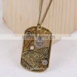 2015 Yiwu Fashion Imitation Jewelry Steampunk Necklace Dog Tag Gear Steam Key Butterfly Pendant Cameo Statement Necklace thumbnail-2