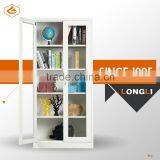 Modern Steel Bookcase Cabinet With 2 Swing Glass Door thumbnail-2