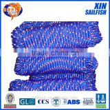 Diamond braided blue Polypropylene rope with white and red tracer