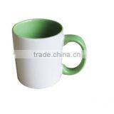 11oz Whtie Inner Color Handle Sublimation Coated Mug thumbnail-6