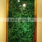 Antique European Wall Mounted Gilt Bronze Malachite Console Table and Mirror Set thumbnail-6