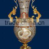 Arabic Style Crackle Ceramic Vase, Hand Painted Gilt Brass Mounted Vase thumbnail-6